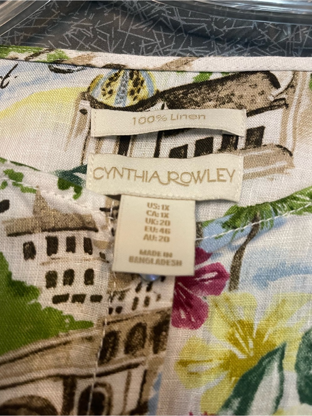 Cynthia Rowley Amalfi Coast Print Linen Tunic Top – Size 1X - Picture 3 of 8